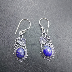 Boucles D'Oreilles Pendantes Argentées Avec Lapis Lazuli