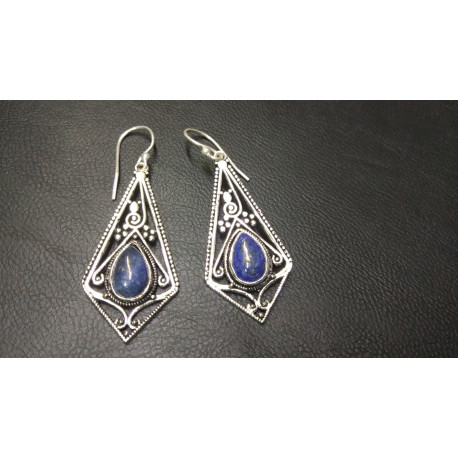 Boucles D'Oreilles Pendantes Dorées Avec Pierres De Lapis Lazuli