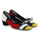 Trotteur escarpin en cuir “HONDRIANE TALON 3 cm” de Reqins. Multicolore Blanc/Jaune/Rouge/Bleu