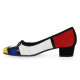 Trotteur escarpin en cuir “HONDRIANE TALON 3 cm” de Reqins. Multicolore Blanc/Jaune/Rouge/Bleu