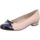 Bari Ballerines de ARA 43721 Cuir vernis beige/Chanel bout vernis noir, talon cubain, noeud décolleté