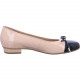 Bari Ballerines de ARA 43721 Cuir vernis beige/Chanel bout vernis noir, talon cubain, noeud décolleté