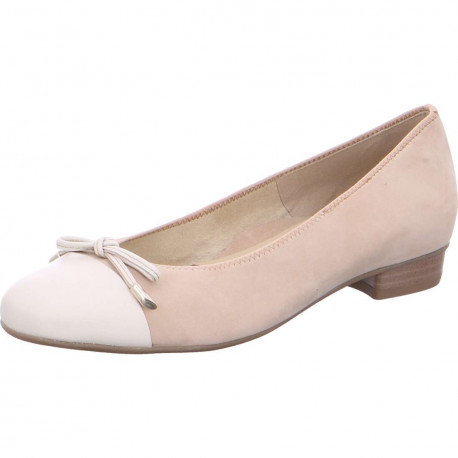 Bari Ballerines de ARA 43721 Cuir  beige/bout beige cloud camel, talon cubain, noeud décolleté