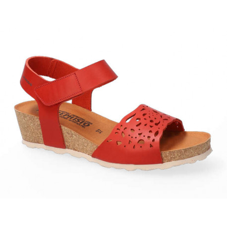 Nu pied confortable sandale femme  RAPHAELA Framboise Rouge cuir lisse