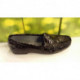 Mocassin de ARCUS en cuir croco vernis noir PERMAC