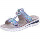 Mules ARA Tampa bleu 12-47210-72 motif joyeux multicolore talon compensé en bleu semelle blanche sport