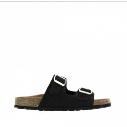 Mule ou claquette avec 2 boucles 3524-8 Maison de l’Espadrille NOIR plate, femme, mode