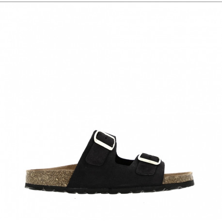 Mule ou claquette avec 2 boucles 3524-8 Maison de l’Espadrille NOIR plate, femme, mode