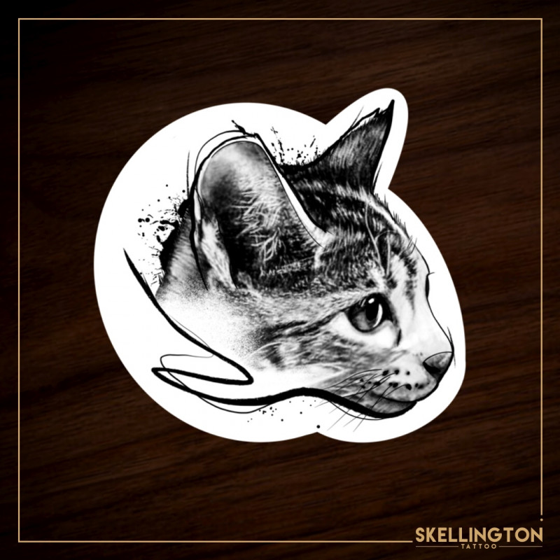 Tatouage Flash Chat Graphique By Skellington Tattoo