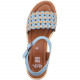 Sandales compensées liège CADIZ Cuir façon tressé Ambra Bleu ciel femme look  Hightsoft 12-28404-07