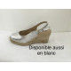 Sandale bout ouvert bride arrière 950-2 Maison de L’Espadrille compensé corde cuir Blanc