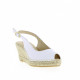 Sandale bout ouvert bride arrière 950-2 Maison de L’Espadrille compensé corde cuir Blanc