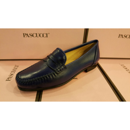 Mocassin de PASCUCCI 1701 en cuir nappa souple, plat tout en cuir