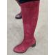 Bottes ville METAMORF'OSE en cuir velours Bordeaux KONICHE zip  talon de 6 cm