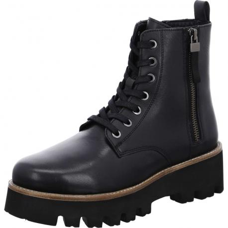 Bottines KOPENHAGEN 16711-01 cuir noir LACET + ZIP semelle épaisse et crantée mode femme