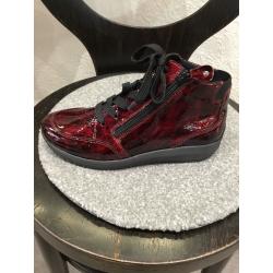 Basket montante ARA 26306  lacet + Zip HIGH SOFT  MERANO  cuir vernis Lack Murano chianti noir/bordeaux rouge