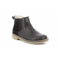 Boots KICKERS NYCCO cuir noir fantaisie Femme zip + élastique