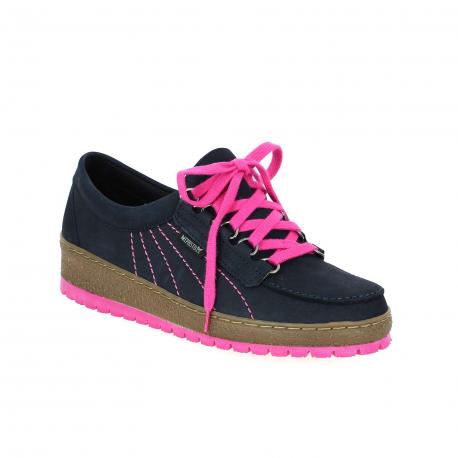 Sport MEPHISTO LADY MAYA NUBUCK MARINE  lacet et œillet métal semelle et lacet Fushia