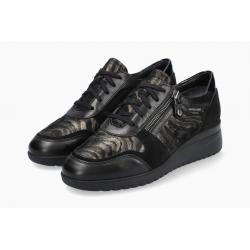 Mephisto chaussures confortables lacets zip femme IASMINA noir/ mordoré basket sport chic