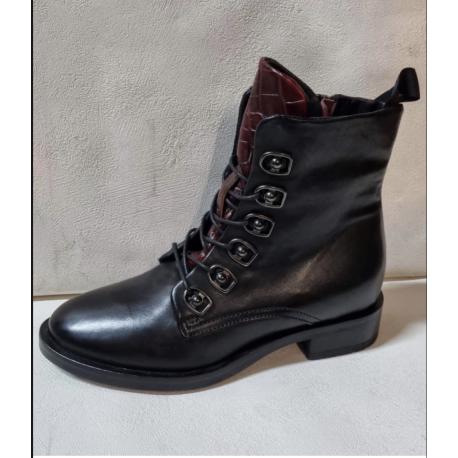 Bottines KARDIESSE METAMORF'OSE Femme Noir/Bordeaux Bicolore plata lacet + zip