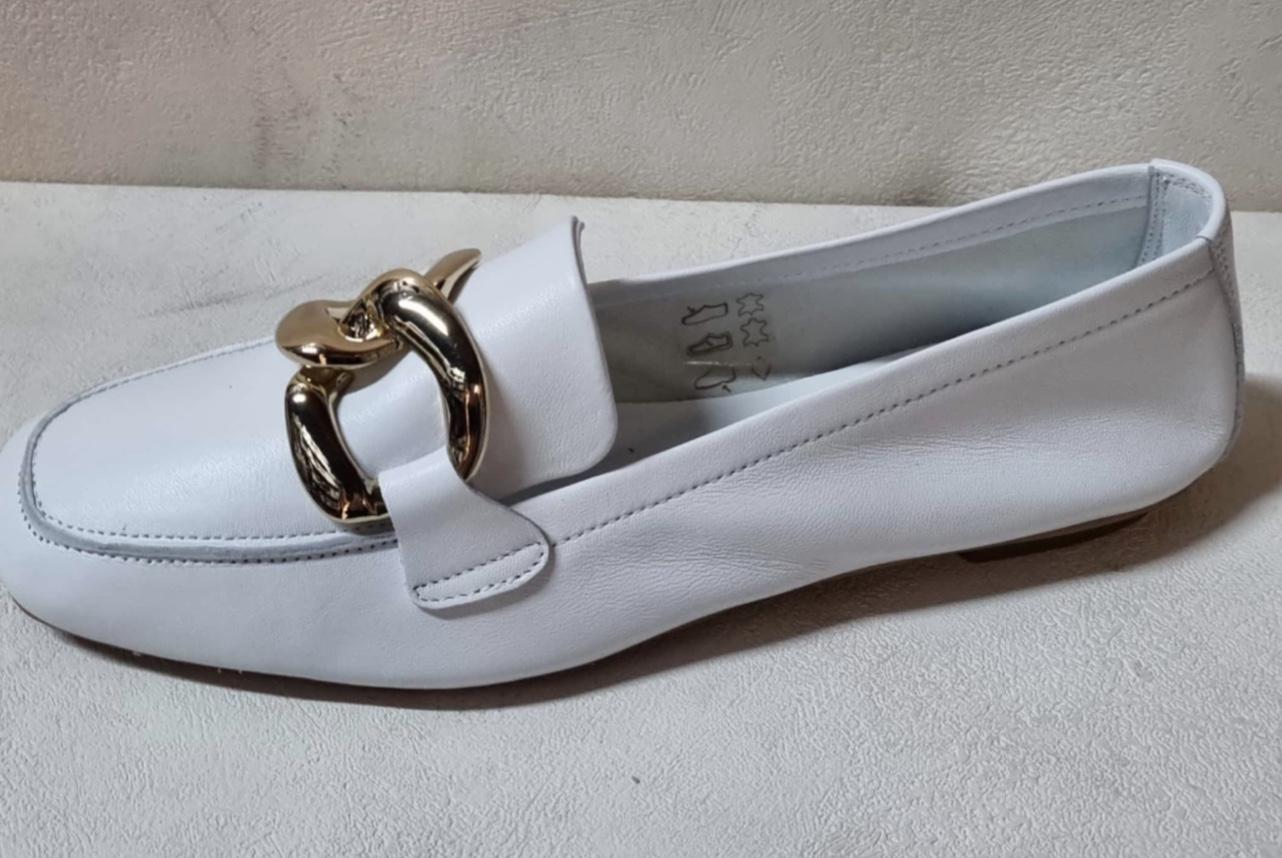 Mocassin Mors Cha ne Femme HASTER REQINS Cuir BLANC Semelle plate