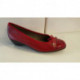 Ballerine compensée cuir rouge bout vernis rouge cerise FRABOUT DE HELLER