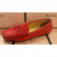 Mocassin de PASCUCCI 1501 en cuir grainé rouge souple, plat tout en cuir style « Tod’s »