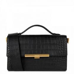 Sac Pochette Lancaster Exotic Croco Lee Noir