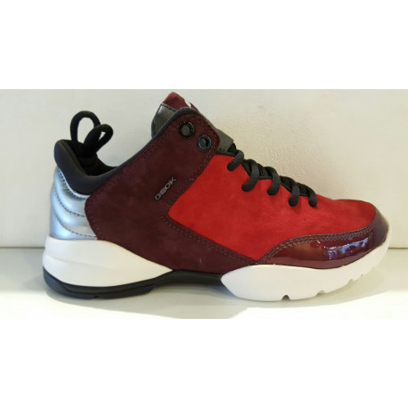 BASKET mode de GEOX D SFINGE A ou D 642N A noir ROUGE/BORDEAUX sneaker femme