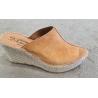 Sabot bout ouvert inte21-968-4 Nubuck Orange Bout Ouvert talon compensé plateau 8cm Maison de L’Espadrille
