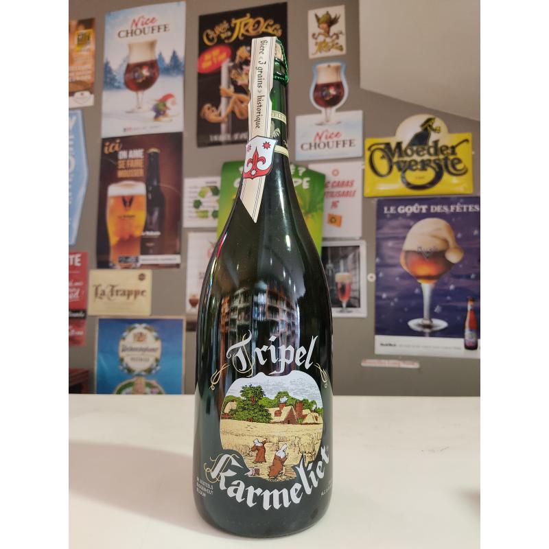 Bière blonde TRIPEL KARMELIET : le coffret de 4 bouteilles de 33cL + 1 verre  à Prix Carrefour