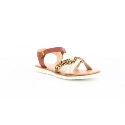 Kickers Betternew cuir or/leopard/gold élégante, confortable, design scratch pour fermeture.