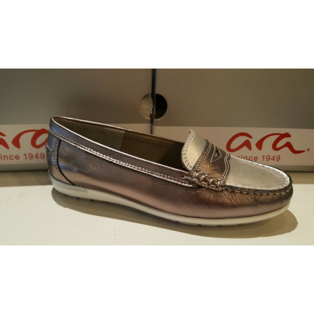 Mocassin souple et confortable de ARA 30859 métallisé silver MONTE