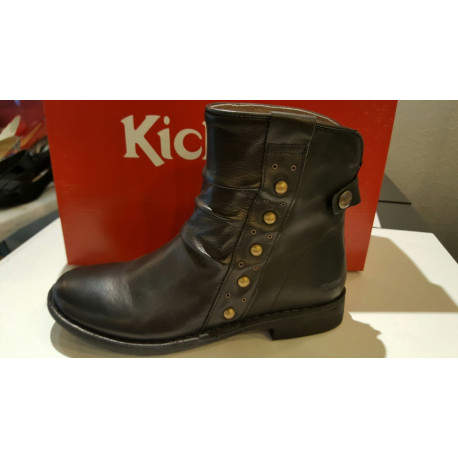 Boot's de KICKERS en cuir noir cloutés GROOVINGS mode et confortable