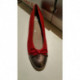 Ballerine de ARA 33760 en cuir nubuck rouge puntiki/ bout métal noeud décolleté BARI