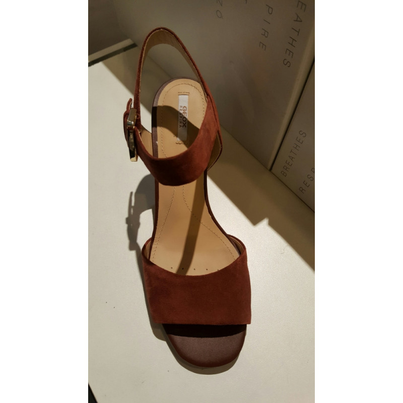 SANDALES ou NU PIEDS a TALONS de GEOX MARILYSE nubuck cigar D724UB DAR