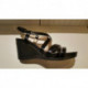Sandale compensée de GEOX D NRW RORIE D ou D 73P3B en cuir vernis noir
