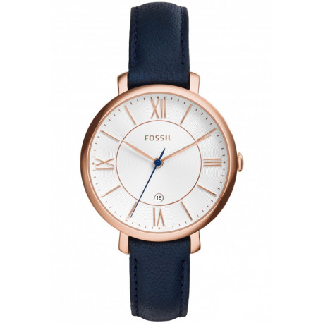 Montre Fossil Jacqueline - Rose Gold & Cuir bleu ES3843 Montre Fossil Jacqueline - Rose Gold & Cuir bleu ES3843