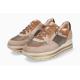 Baskets MEPHISTO PANTHEA Femme Sneaker Taupe/Beige/Gold Cuir Velours lacet + zip