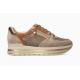 Baskets MEPHISTO PANTHEA Femme Sneaker Taupe/Beige/Gold Cuir Velours lacet + zip
