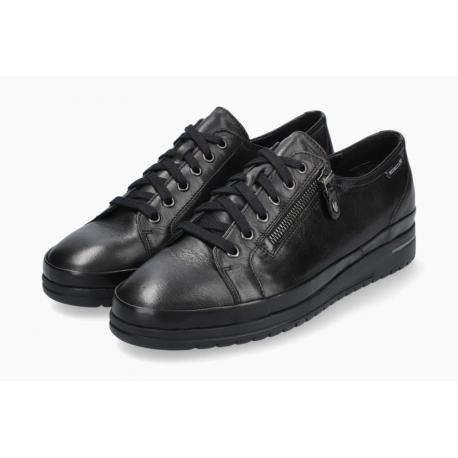 Sneackers chics sport habillé MEPHISTO JUNE Femme Sneaker Noir Cuir  Lisse semelle amovible