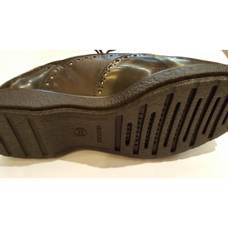 DERBIE de GEOX en cuir COFFEE Richelieu lacet semelle epaisse D PREST