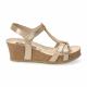 Sandales MEPHISTO Femme LIVIANE Cuir Sand Doré compensées scratch fermeture cheville