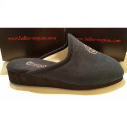 Mule LIMINOI talon 2.5 cm pour femme de EXQUISE alcantara gris souris ou marine