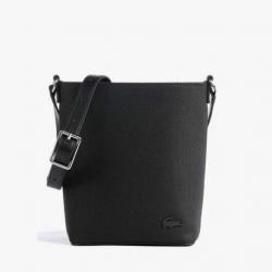 SACOCHE VERTICALE LACOSTE AVEC IMPRIMÉ MONOGRAMME EN CUIR NOIRE