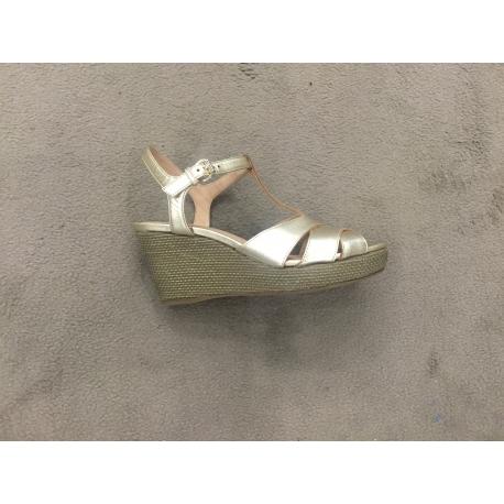 Sandales Geox D SOLEIL C D25N7C Metallise Or Bride salome Talon haut