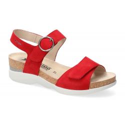 Sandales Femme ORIANA Rouge deux velcros dont un présente une boucle décorative.