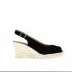 Sandale bout ouvert bride arrière 806-2 Maison de L’Espadrille compense corde nubuck Noir