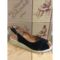 Espadrille compensée 3,5 cm 824 Maison de l’espadrille nubuck NOIR