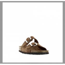 Mule ou claquette avec 2 boucles 3524-8 Maison de l’espadrille  CUERO TAUPE plate, femme, mode